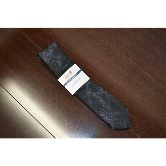 0139 NEW Mens Ryan Seacrest Distinction Lurex Plaid Slim Neck Tie One Size - Picture 1 of 5